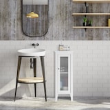 thumbnail of Relaxdays Badezimmerschrank, HxBxT: 81 x 30 x 33 cm, 2 Fächer, Tür, MDF, schmaler Badezimmer Beistellschrank, weiß