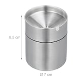 thumbnail of Relaxdays Aschenbecher mit Deckel, draußen & drinnen, HxD 8,5x7 cm, Windaschenbecher Edelstahl, Zigarettenhalter, silber