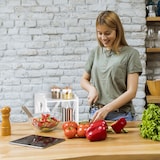 thumbnail of Relaxdays Beistellschrank klein mit 5 Ablagen, Mehrzweckschrank für Küche und Bad, schmaler Nische Regalschrank, weiß