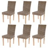 thumbnail of Lote de 6 sillas de comedor Littau, silla de mimbre Silla de cocina, ratán Kubu
