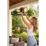 thumbnail of Prateleira FLOWERS suspensa no teto CASTANHO comprimento 95 cm com correntes para flores suporte de vidro vertical para jardim bar cozinha por Yelloo
