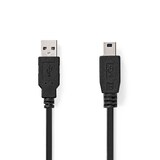 thumbnail of Nedis USB-Kabel - USB 2.0 - USB-A Stecker - USB Mini-B 5 pin Stecker - 480 Mbps - Vernickelt - 3.00 m - Rund - PVC - Schwarz - Label