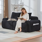 thumbnail of Kombinationssofa Cordstoff Schwarz 200x99x80 cm, 2-Sitzer modular mit Cupholder und Seitentasche