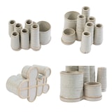 thumbnail of Jinfa 1er-Set Blumenvasen auf festem Sockel | Dekorativer Tafelaufsatz aus Keramik | Antik-weiß