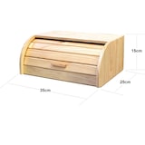 thumbnail of Panera de madera con tapa de persiana plegable cesta, alimentos de madera, recipiente con tapa deslizante. (35x25x15cm)