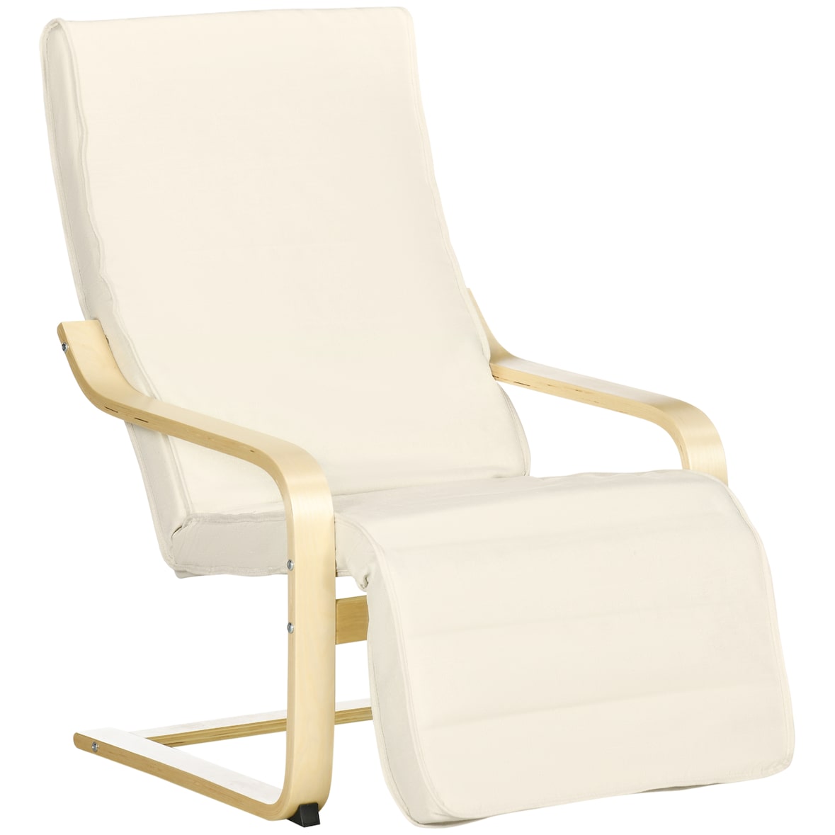 HOMCOM sillón de salón con reposapiés ajustable silla relax butaca tapizado en tela con marco de madera carga 120 kg para oficina 66,5x94x100 cm crema