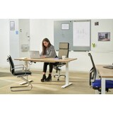 thumbnail of Mesa dupla Rocada 160x163cm regulável eletricamente em altura. Composta por dois tampos de 160x80cm de cor carvalho e estrutura branca.