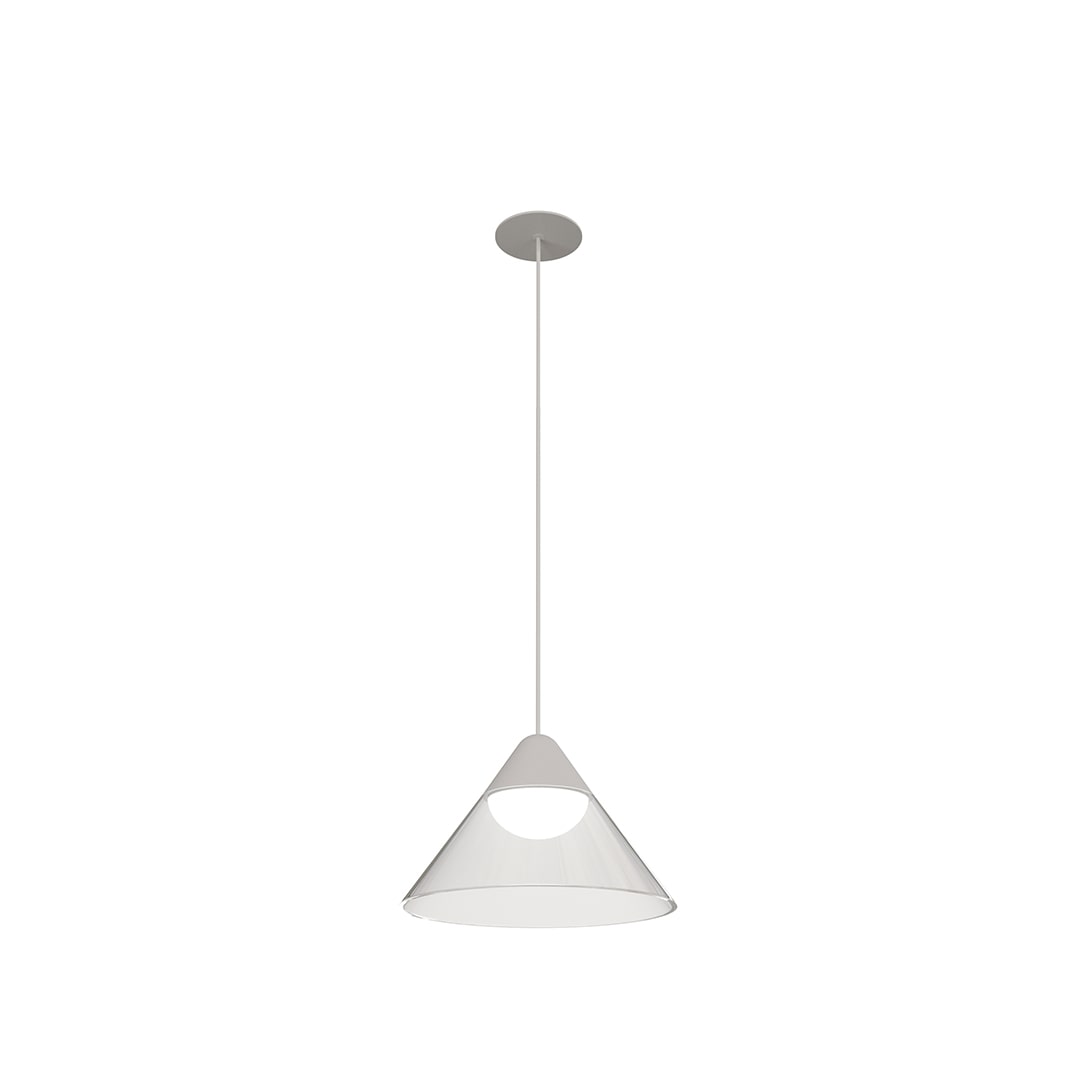 Lámpara colgante LED empotrable cónica Ark de 3000K y 6W, diseño moderno transparente y marco con acabado negro para iluminación interior.