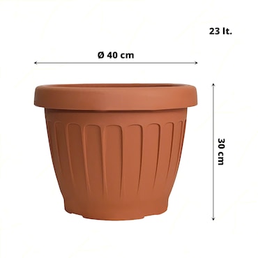 Fioriera Da Balcone Venus 40 Cm Con Sottovaso – Colore Terracotta – Plastica Resistente Agli Agenti Atmosferici