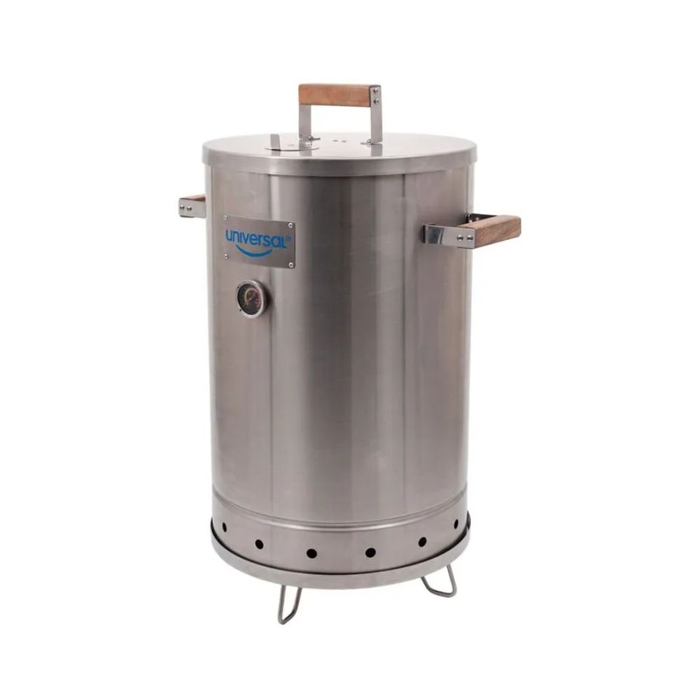 Universal, Barril Ahumador de Carne, Acero Inoxidable, 6 Lb (30x40cm), Portátil con Accesorios, Inox