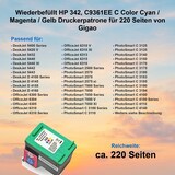 thumbnail of Wiederbefüllt HP 342, C9361EE C Color Cyan / Magenta / Gelb Druckerpatrone für 220 Seiten von Gigao