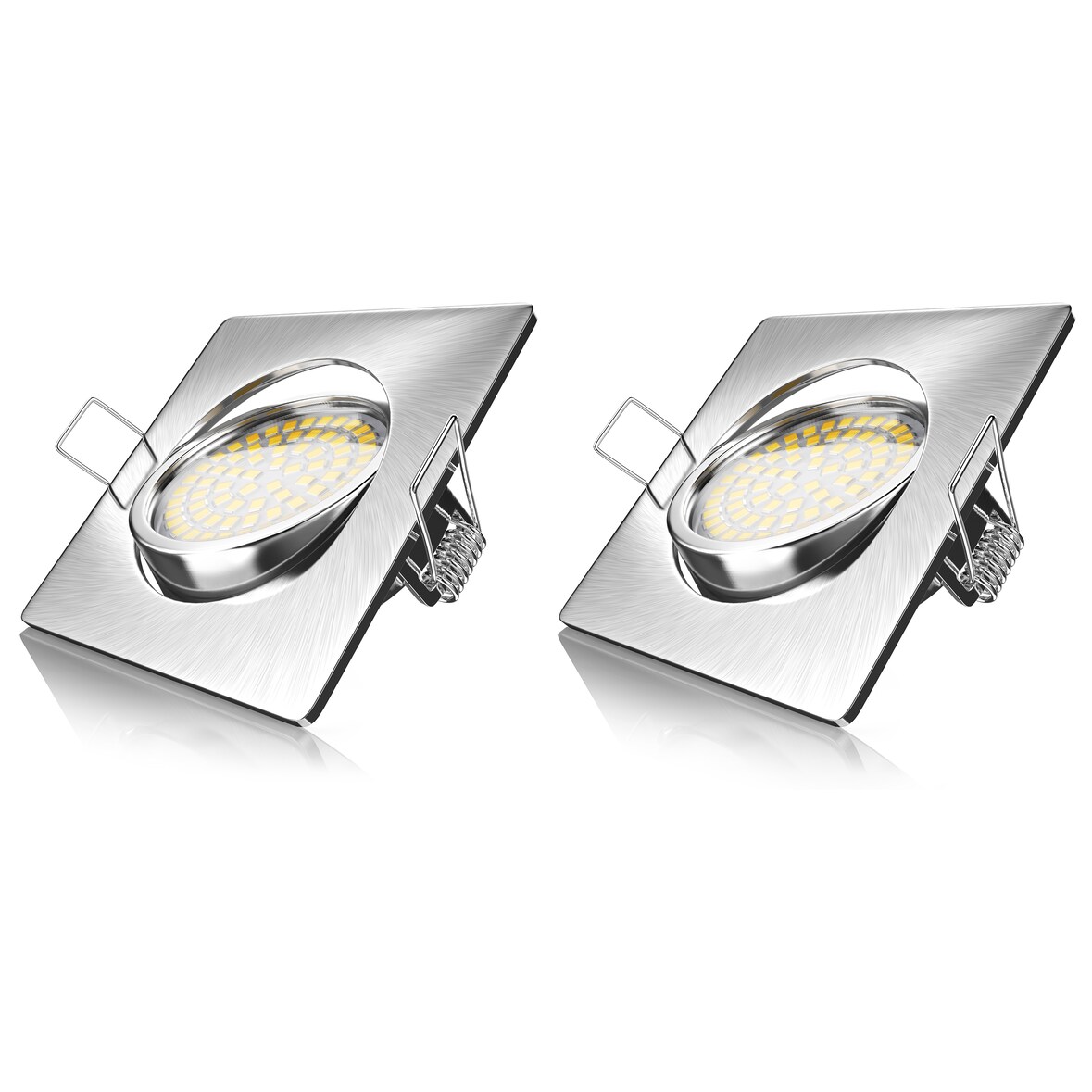 Brandson 2x LED Einbaustrahler in Edelstahl Optik, schwenkbarer Deckenspot mit 320 Lumen / Warmweiß