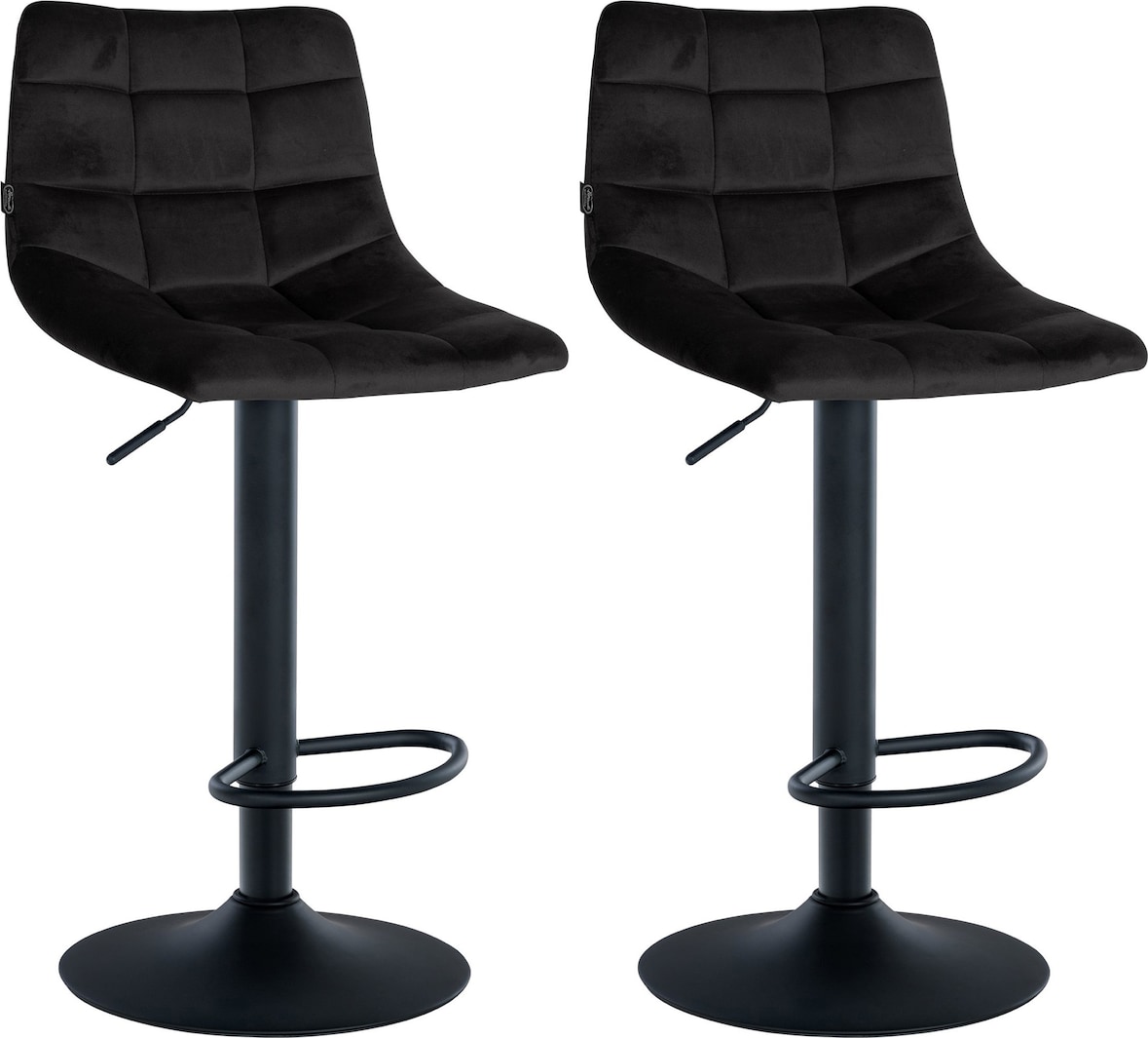 2er Set Barhocker Jerry Samt schwarz/schwarz