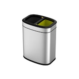 thumbnail of PROREGAL Rechteckiger Abfalleimer aus gebürstetem Edelstahl mit offener Einwurföffnung | 10+10 Liter, HxBxT 43x33,5x22,5cm | Silber