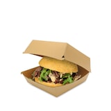 thumbnail of 300 Hamburgerboxen Burger Snackbox 14x14x7,5cm Bio Frischfaserkarton fettdicht braun