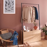 thumbnail of Portant vêtements bois et métal 90x175cm - avec rangement fermé
