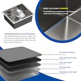 thumbnail of Gasfrit - Keukenspoelbak met sifon voor opbouwmontage van roestvrij staal grijs, 1 spoelbak, 540 x 490 x 200 mm