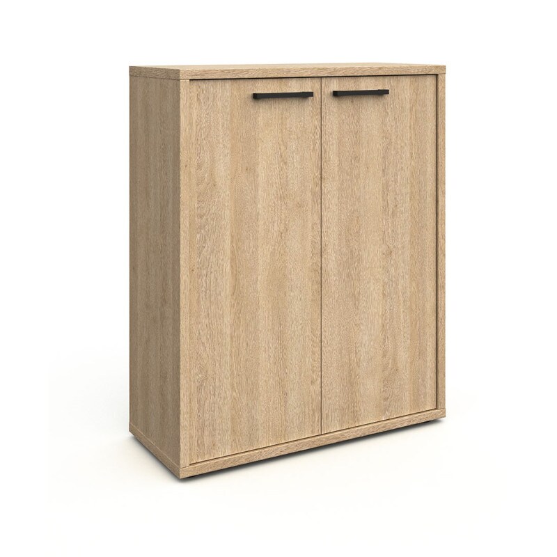 Matelpro - Armoire basse de bureau contemporaine chêne sable Lexos - Moderne & Design -Chêne sable -  -Types de portes: Battantes