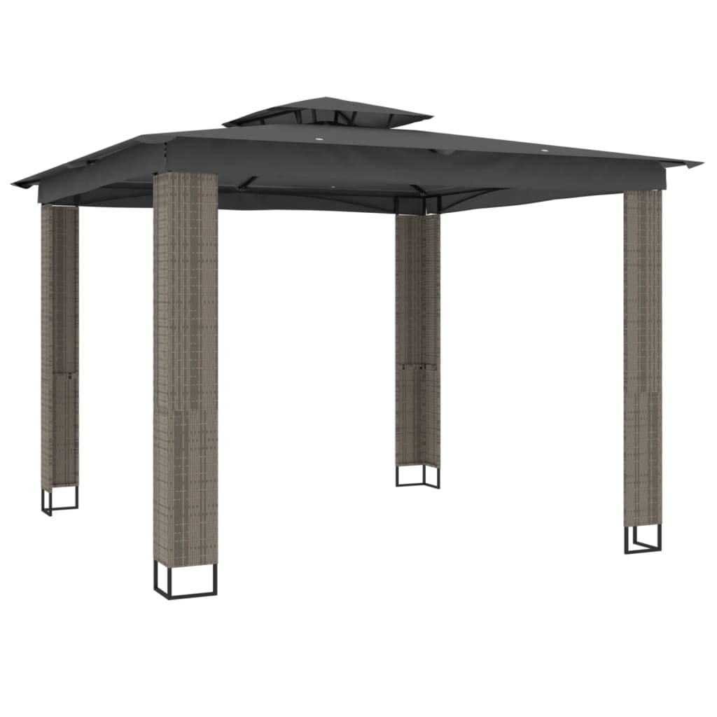 Tonnelle à double toit anthracite 2,94x2,94 m acier Modèle AbriCamélia 249