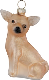 thumbnail of Christbaumschmuck Glas 8cm Chihuahua Figur Handbemalt Weihnachtsbaum Anhänger Weihnachten Christbaumanhänger Weihnachtsbaumschmuck Tiere Hund Beige