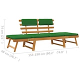 thumbnail of vidaXL Gartenbank mit Auflagen 2-in-1 190 cm Massivholz Akazie
