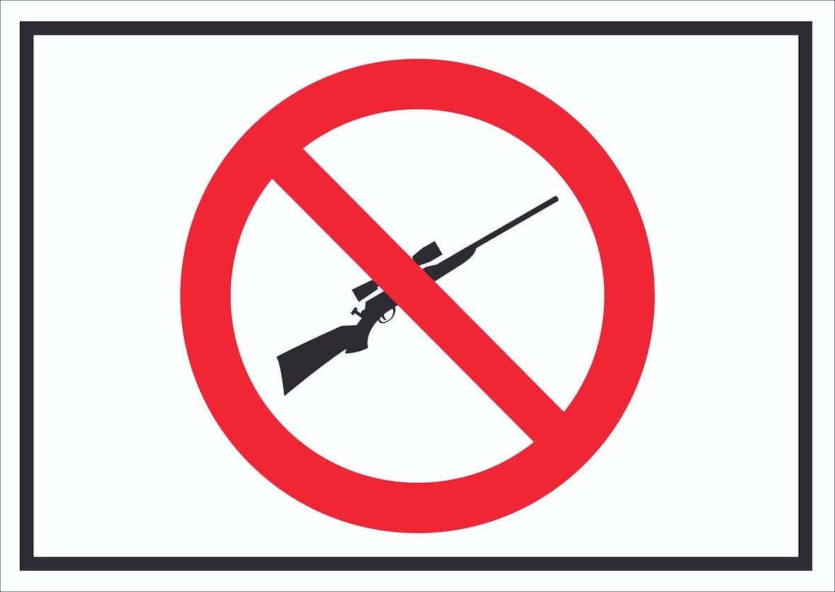 Waffen verboten Schild Symbol A0 Rückseite selbstklebend