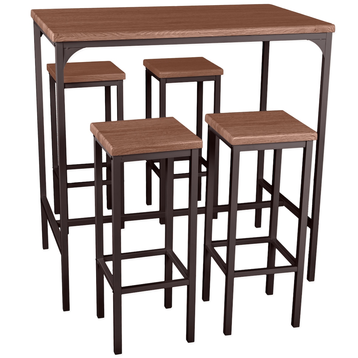 Set de mesa de bar retangular e 4 bancos castanhos nogueira Mod. FIRENZE por Yelloo