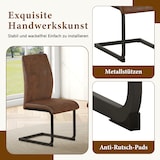 thumbnail of Esszimmerstuhl Set 2er braun+schwarz 99x44x45 cm mit ergonomischer Rückenlehne, Tech Stoff Bezug, Metallgestell, rutschhemmende Füße