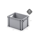 thumbnail of PROREGAL 10x Eurobehälter mit offenem Griff & Auflagedeckel | HxBxT 23,5x30x40cm | 22 Liter | Grau | Eurobox