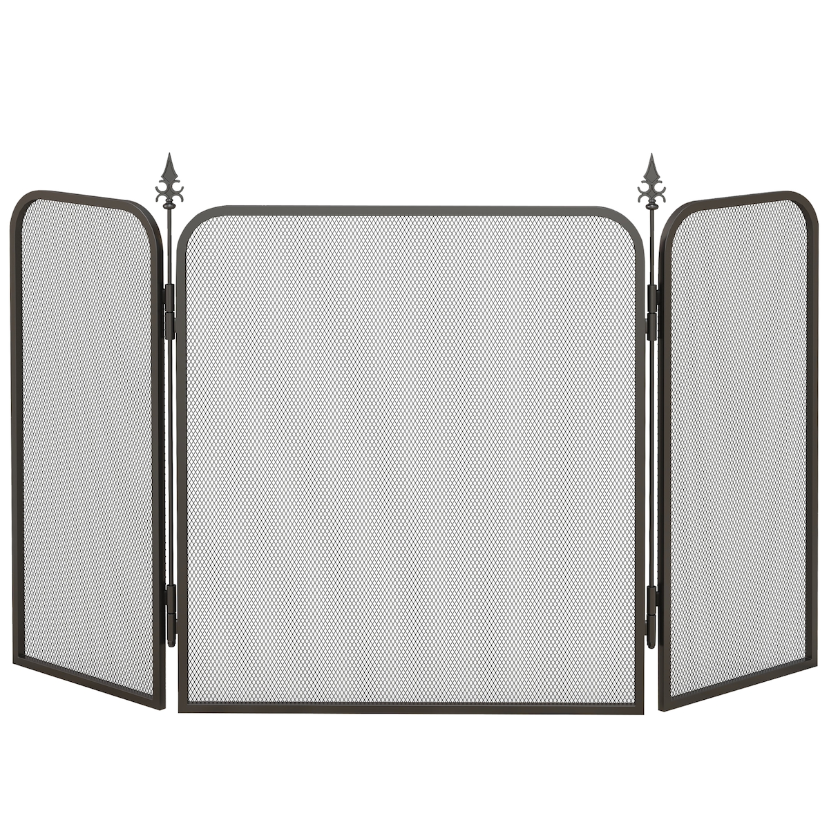 MODFU Kaminschutzgitter faltbar aus Metall Schwarz 96x1x56 cm mit 3 Paneelen Funkenschutz für Kamin, stabil pulverbeschichtet, sofort einsatzbereit