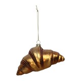 thumbnail of Christbaumschmuck Glas 15,2cm Croissant Figur Handbemalt & mit Glitzer Weihnachtsbaum Anhänger Weihnachten Weihnachtsbaumschmuck Gebäck Hellbraun