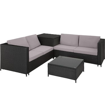 tectake Salottino in rattan Siena - nero/grigio - 404298
