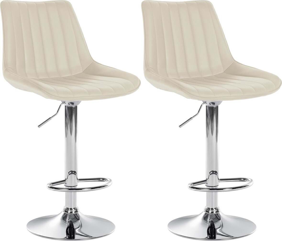 DELUKE® Barhocker 2er Set RIO - Creme, Kunstleder, Chrom | Barhocker mit Lehne Barstuhl Tresenhocker Tresenstuhl Kneipenhocker Kneipenstuhl