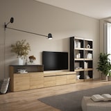thumbnail of Wohnzimmer-TV-Schrank, Wohnzimmer-Wandsystem, 370x186x35cm, Für TV bis 65“, Möbelset, Moderner Stil, Eiche und Schwarz - 111_1265
