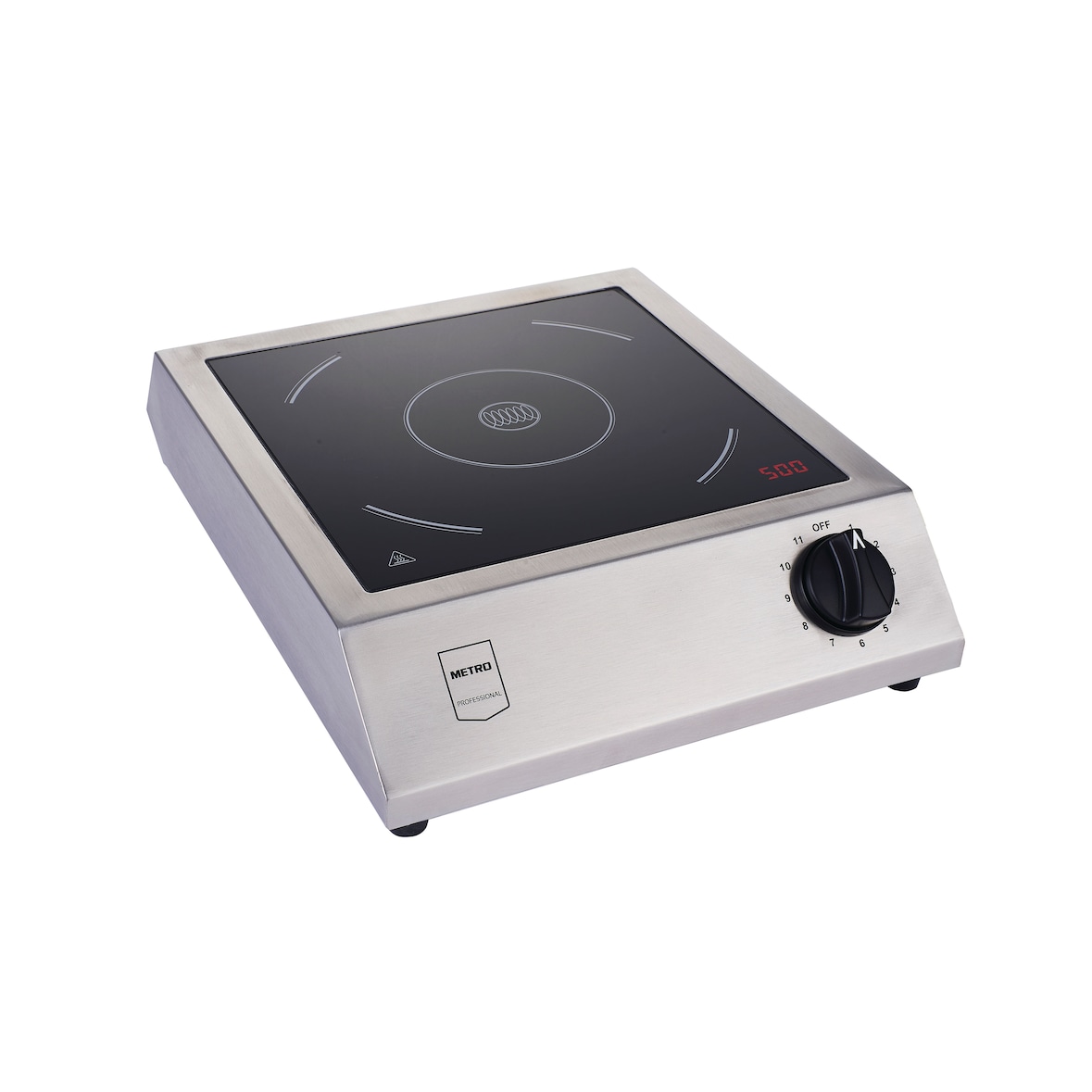 METRO PROFESSIONAL Plaque de cuisson à induction GIC3600, Acier inoxydable / Vitrocéramique, 33x42x10cm, 3500W,  protection anti-surchauffe,  Argent