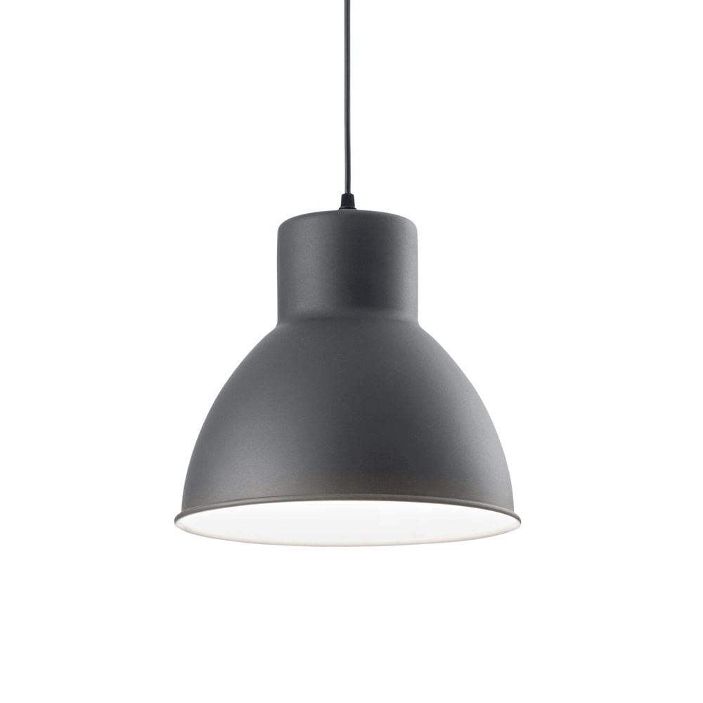 Sospensione Industrial-Minimal Metro Metallo Grigio 1 Luce E27