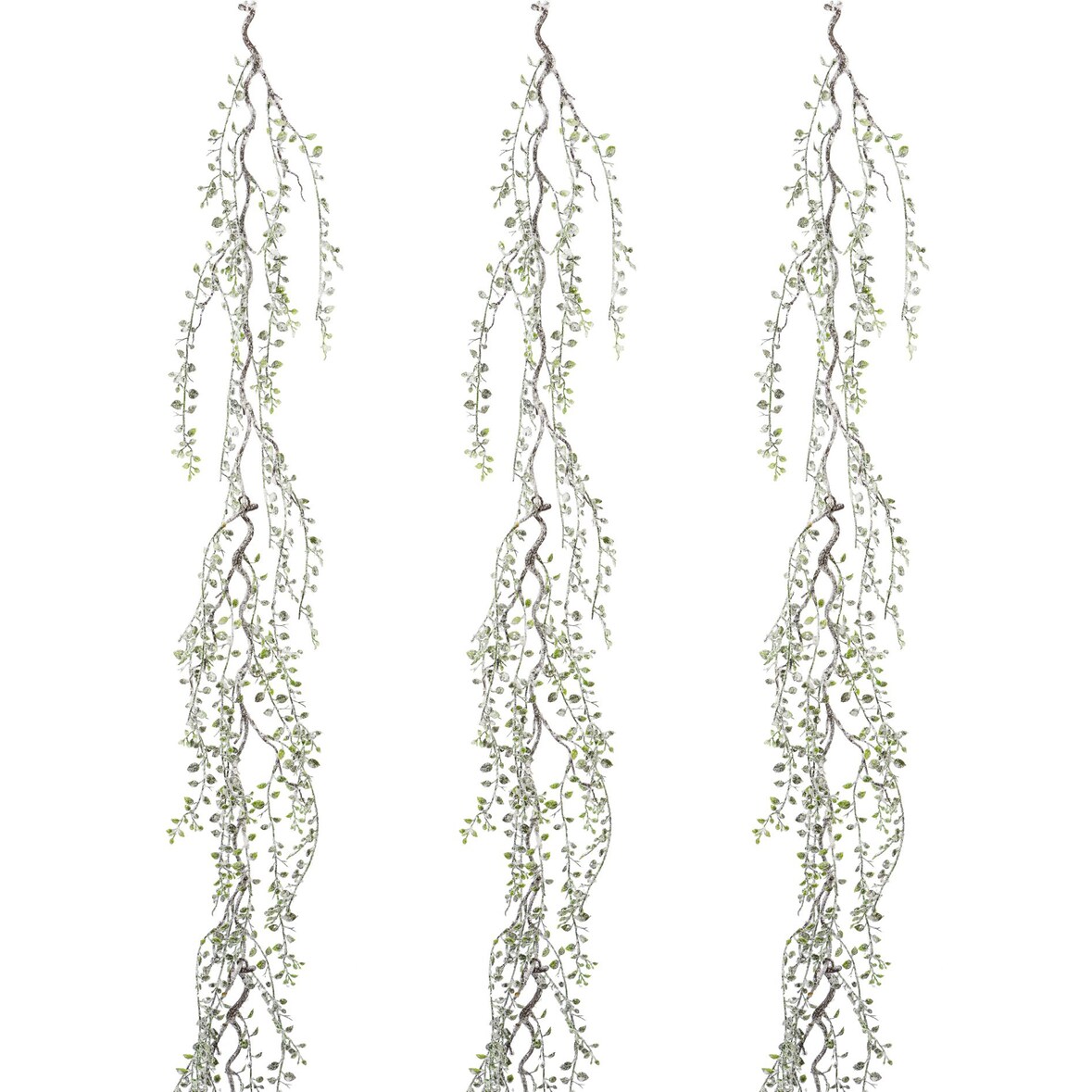 CREATIV green künstliche Pflanze Miniblattgirlande gefrostet, 180 cm, 3er Set