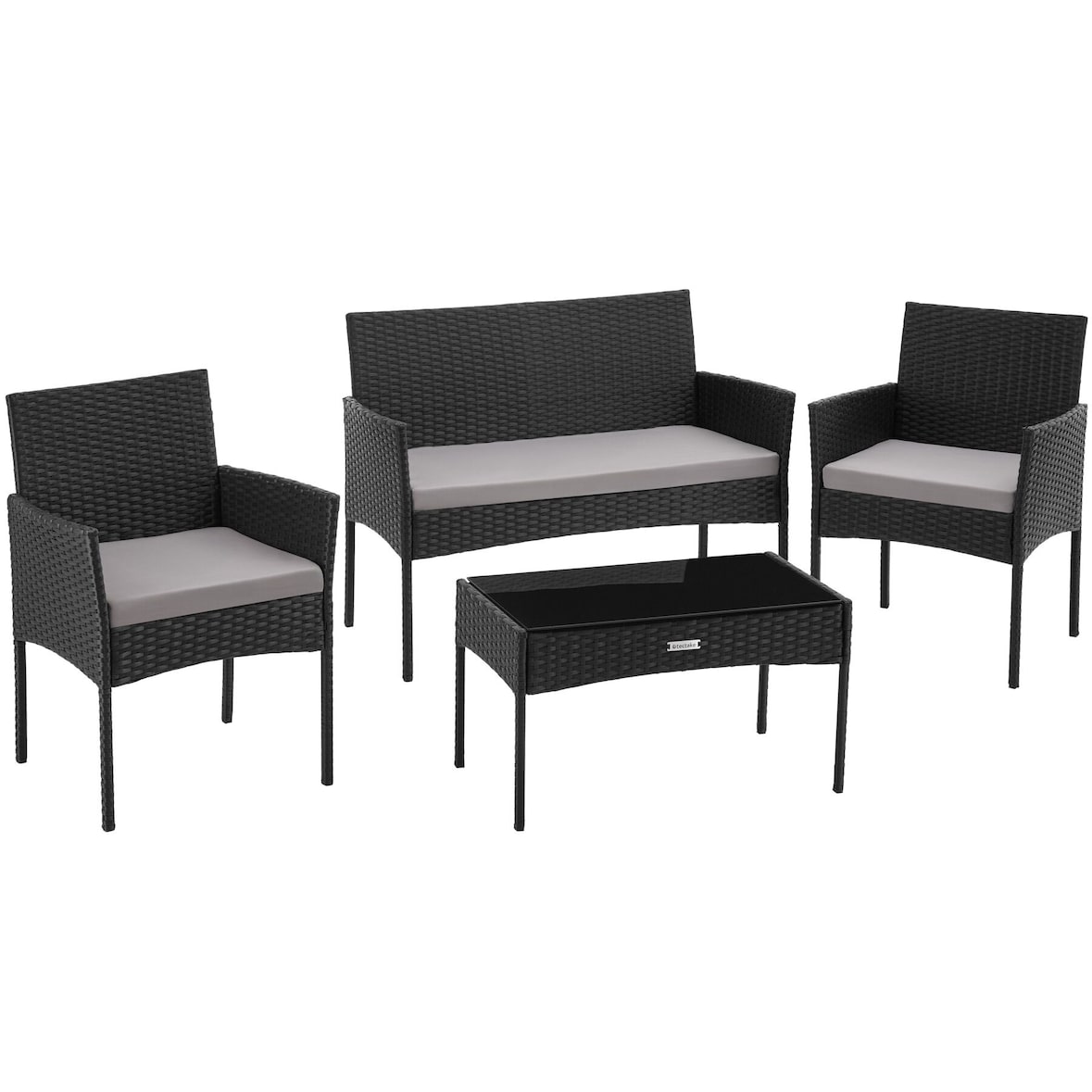 tectake Wicker tuinset Palese voor 4 personen  Zwart