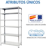 thumbnail of SimonRack Estantería Metálica, 2500x1000x500 mm, 6 Alturas, Bandeja Metal, 180 kg de Punto Flexión, Galvanizado - Simonclick