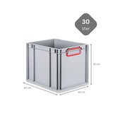 thumbnail of PROREGAL 10x Eurobox NextGen Color | HxBxT 22x30x40cm | 30 Liter | Griffe rot geschlossen | Glatter Boden | Eurobehälter