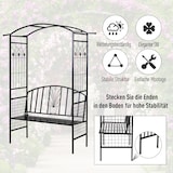 thumbnail of Gartenbank mit Rankbogen Metall Schwarz 154x60x205 cm, 2-Sitzer, wetterbeständig mit Epoxid-Beschichtung