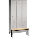 thumbnail of C+P Umkleidespind 803030S10000 m.Sitzbank 3Abteile lgr/lgr