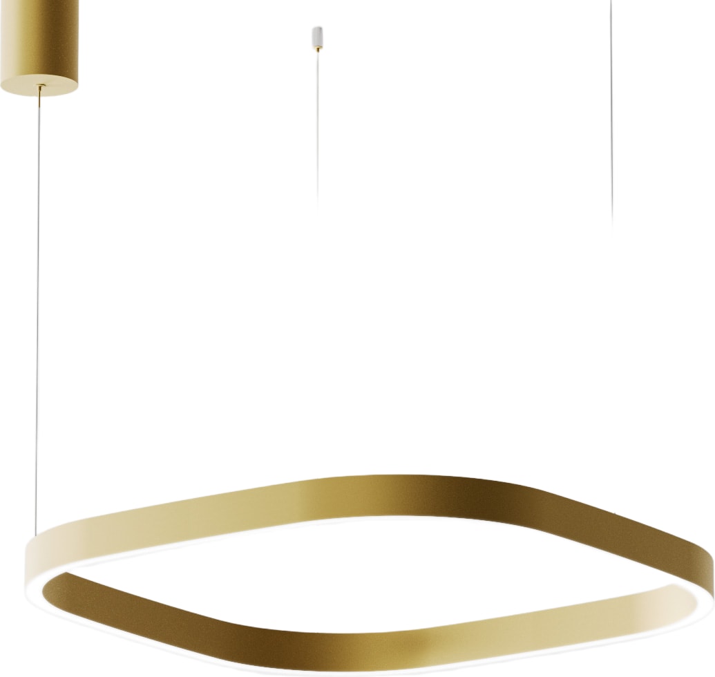 Criseide S/1P Q Pendelleuchte – 60 W LED, 3000 K, 3100 lm, goldfarbenes Aluminium – dimmbar, zweifarbige Phasenanschnittsbeleuchtung – Gealuce