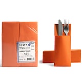 thumbnail of Airlaid 50 Besteckservietten Bestecktaschen orange 32x40cm, Stoffähnlich, hochwertige Einwegserviette