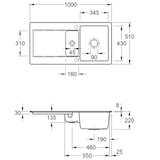 thumbnail of Villeroy&Boch Spülbecken, Küchenspüle Siluet 60 R Ivory 1000x510mm, Unterschrankbreite 60cm