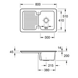 thumbnail of Villeroy&Boch Spülbecken, Küchenspüle Condor 45 Stone White 800x510mm, Unterschrankbreite 45cm
