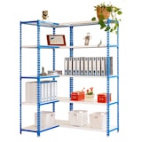 thumbnail of Simoncorner schroefloze metalen rekken 10 legborden. Kleur blauw/wit 1800x1000x400 mm