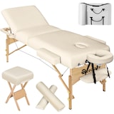thumbnail of 3 Zonen Massageliege-Set mit 10cm Polsterung, Lagerungsrollen und Holzgestellbeige