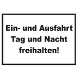 thumbnail of Ein- und Ausfahrt Tag und Nacht freihalten Schild A4 Rückseite selbstklebend