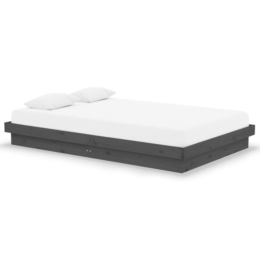 vidaXL Massivholzbett Grau 120x190 cm
